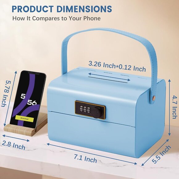 Money Safe and Cash Lock Box for Kids, Small Metal Security Safe(1 Pcs(Any Coor) - Picture 6 of 9